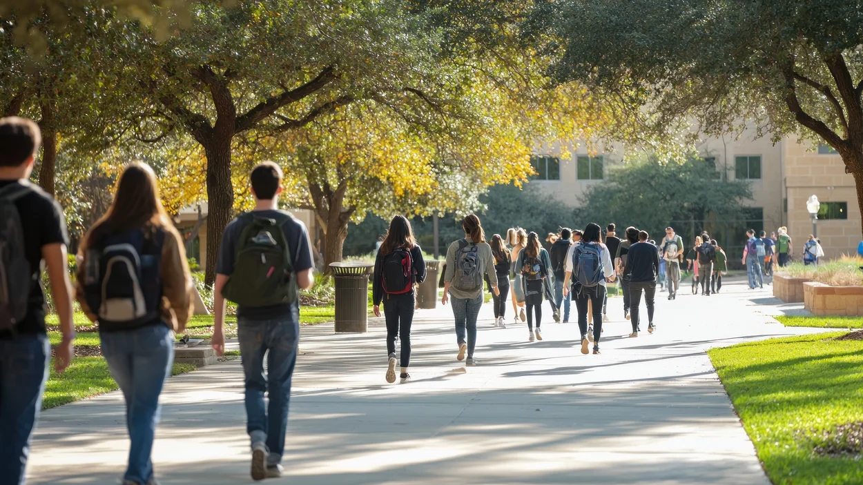 Studis auf einem Campus.