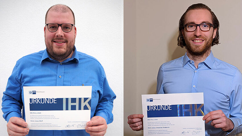 IHK-Preis 2020 für zwei TH-Absolventen IHK-Preis 2020 für zwei TH-Absolventen