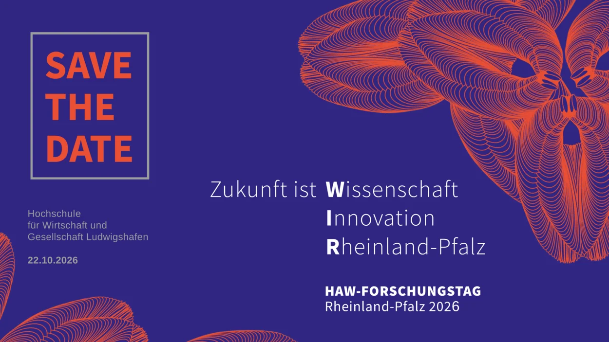 Infografik (Save the Date) zum landesweiten Forschungstag der rheinland-pfälzischen Hochschulen für angewandte Wissenschaften