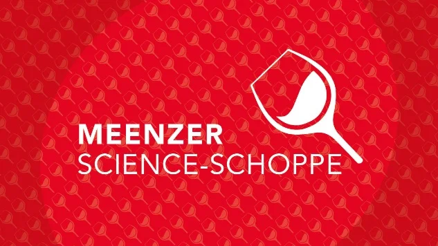 Logo vom Meenzer Science-Schoppe mit Weinglas